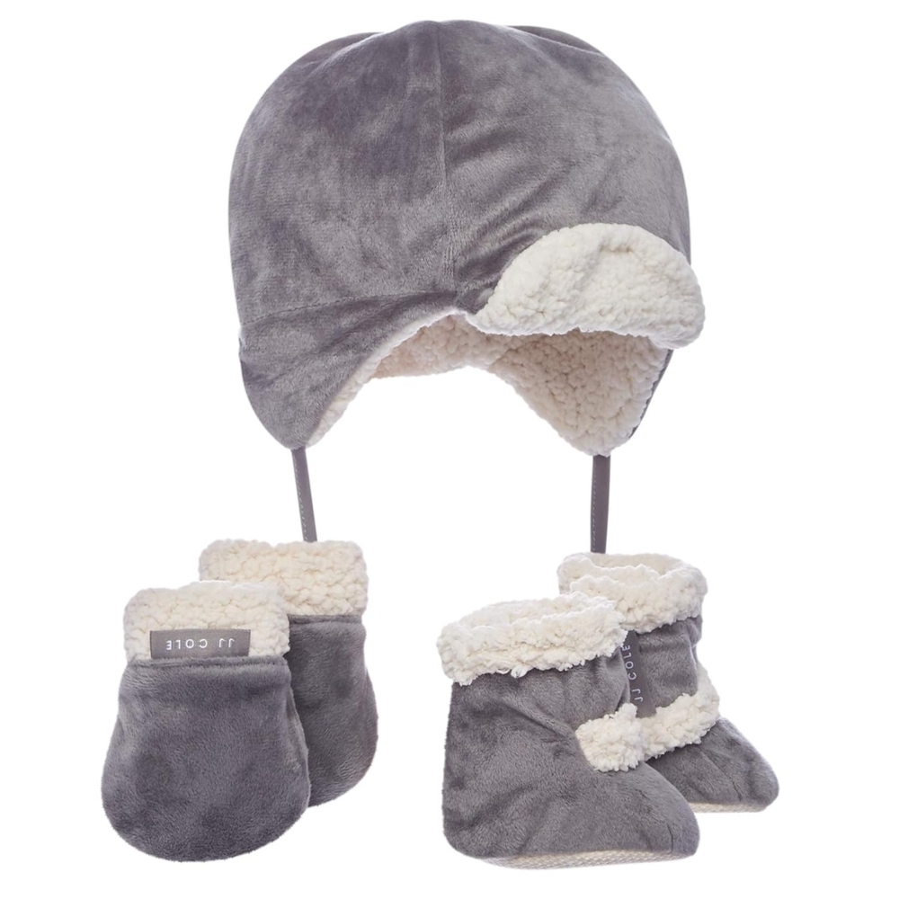 JJ Cole Sherpa Hat Mittens And Bootie Set